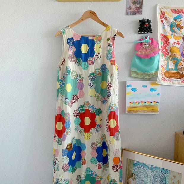 빈티지 퀼트 점프수트