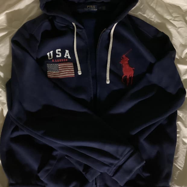 초대장급 폴로 빅포니 성조기 후드집업
