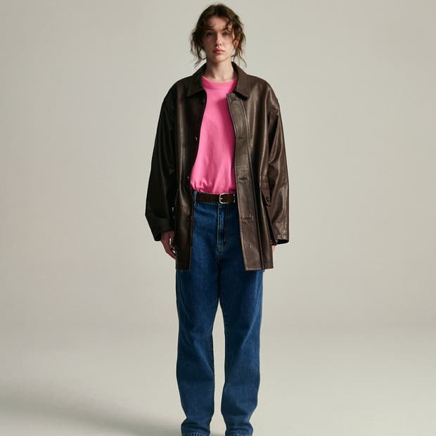 더바넷 뎁 램스킨 레더 캠프 스트링 코트 브라운