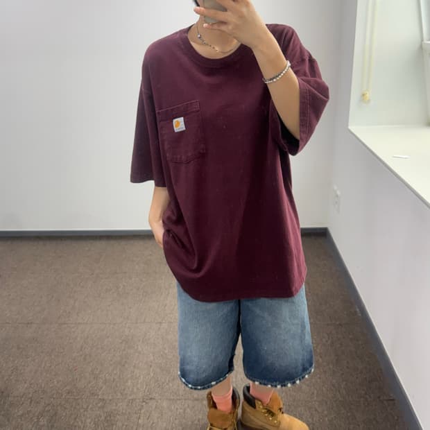 Carhartt 칼하트 원포켓 버건디 반팔