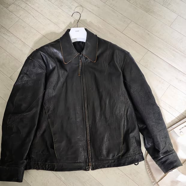 쿠어 컷오프 램스킨 레더 자켓 L