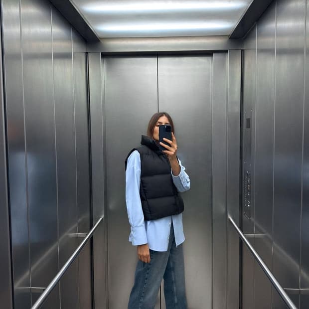 자라 패딩 베스트 조끼 블랙 XS