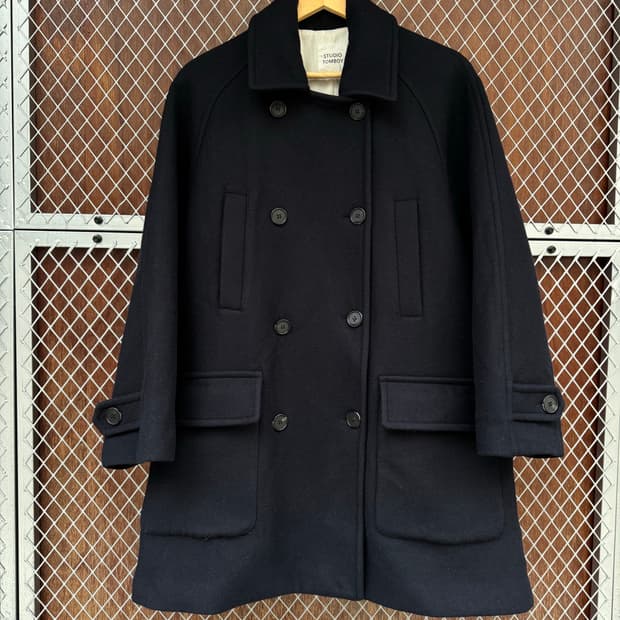 스튜디오톰보이 네이비 오버핏 울 더플코트 피코트 F