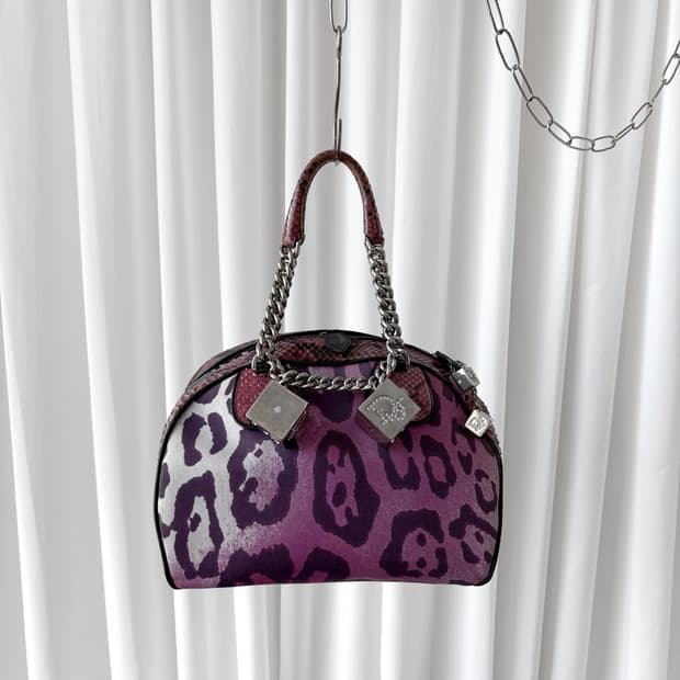 Rare 디올 2004 파이톤 벨벳 갬블러 다이스 숄버백