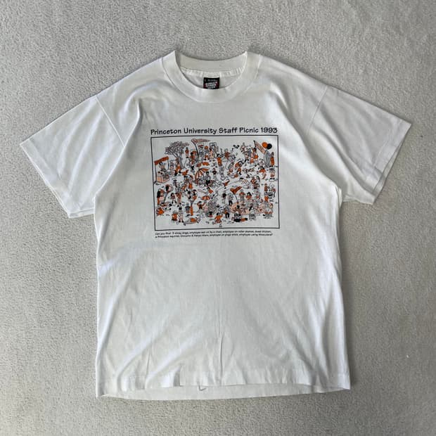 1993 스크린스타 Princeton 대학 Picnic 싱글스티치 티셔츠
