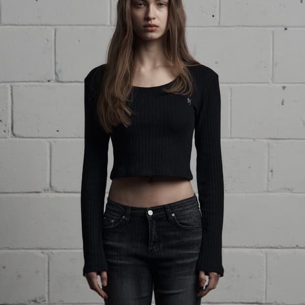 시너진 wood rib long sleeve black 샘플세일