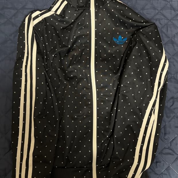 아디다스 블랙 도트 땡땡이 파이어버드 백로고 블루 져지