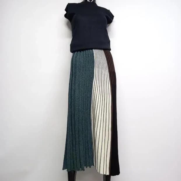 새 타임 춘하추 니트 플리츠 롱스커트 F