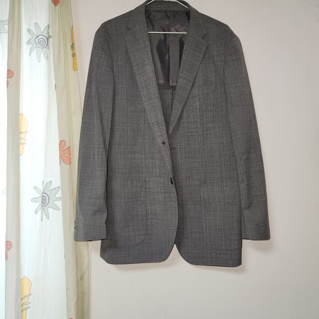 봄여름용 체크 패턴 그레이 남성 자켓 105