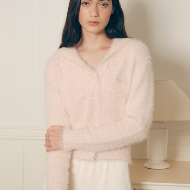 로라로라 세일러 헤어리 가디건 핑크