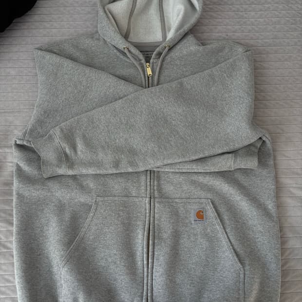 칼하트 류즈 핏 미드웨이트 풀 집 스웨트셔츠 헤더 그레이