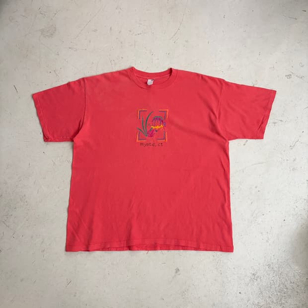 90s USA 코네티컷주 미스틱 기념 빈티지 반팔티 XL