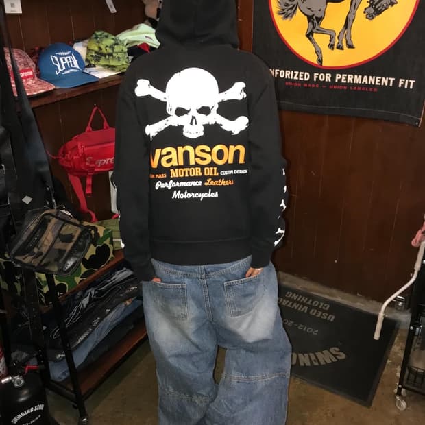 Vanson Skull Printing Hood Zip-Up