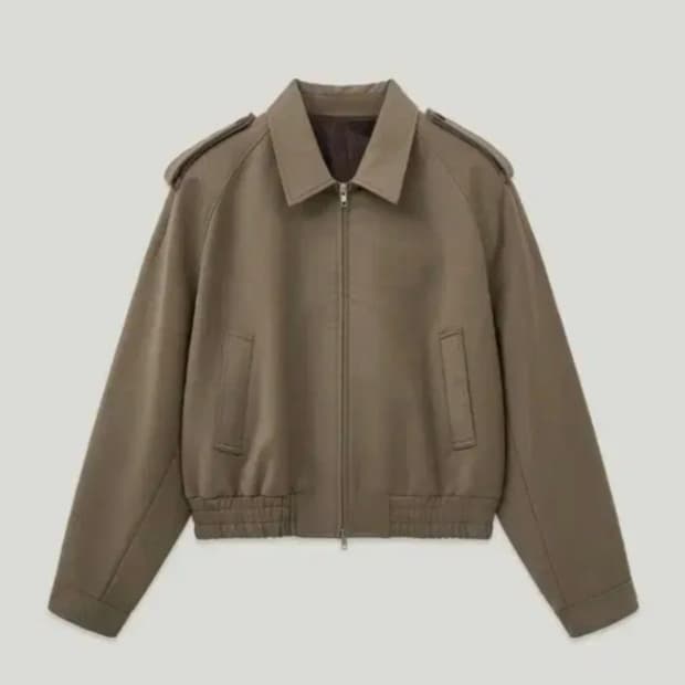 엘무드 더블페이스 울 블루종 자켓 카키그레이