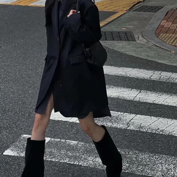 트리밍버드 오버핏 싱글 자켓 블랙