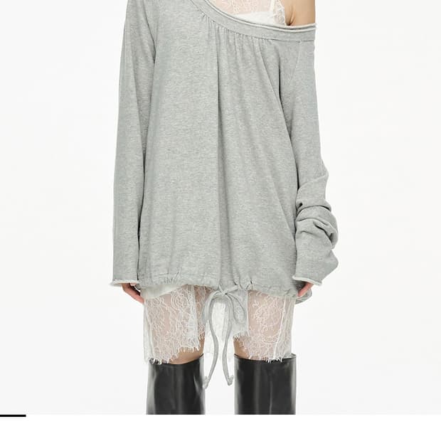 세릭 라운드 Round Hem String Top 그레이