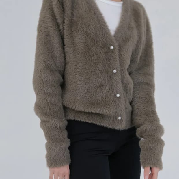 헤더먼트 그래니 펄 가디건 코코아