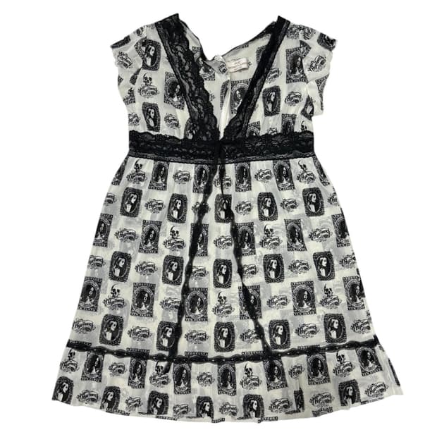 히스테릭 글래머 아카이브 히스걸 두개골 패턴 미니 원피스