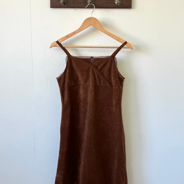 Japan vtg 브라운 벨벳 원피스