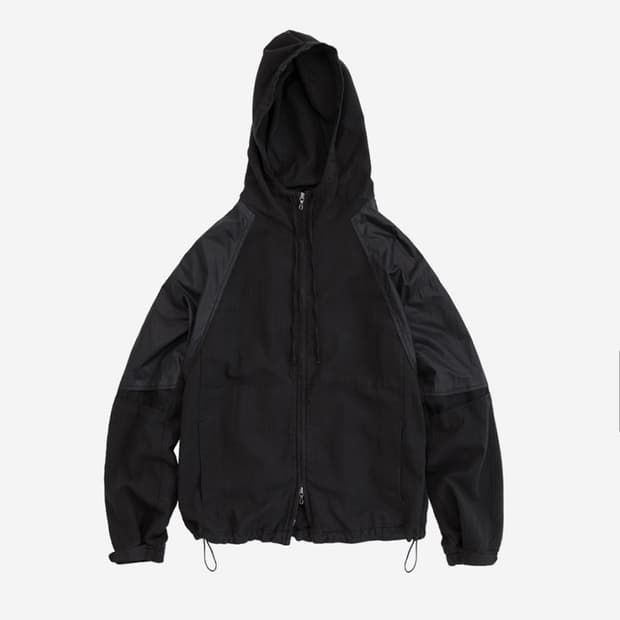 폴리테루 올드 블록 집 파카 블랙 스트라이프 & 글로시 블랙