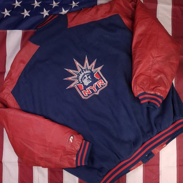 오리지날 90's NHL 엔에이치엘 뉴욕레인저스 바시티 자켓