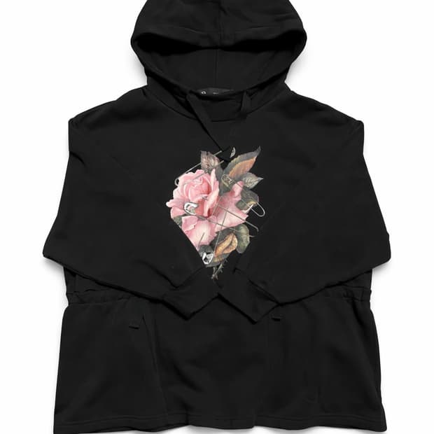 JPN 2021 스트릿 GU x 언더커버 장미 세이프티핀 호버핏 후드티