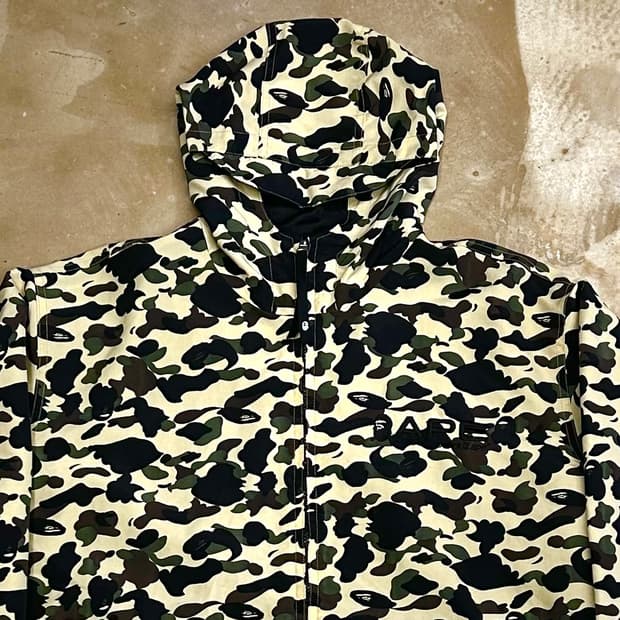 L 베이프 옐로우 카모 리버시블 후드 바람막이