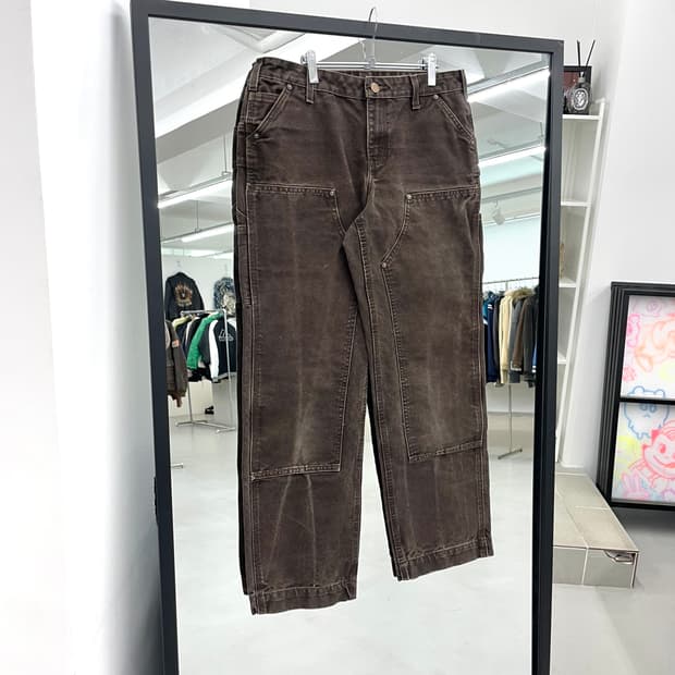 칼하트 OG 더블니 다크브라운 dkb 카펜터 덕캔버스 페이딩 워크팬츠