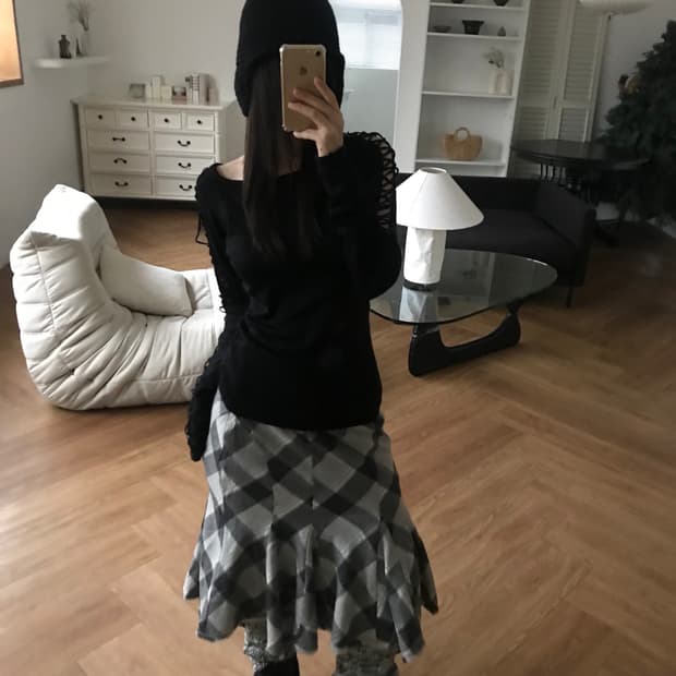 vintage check pattern skirt