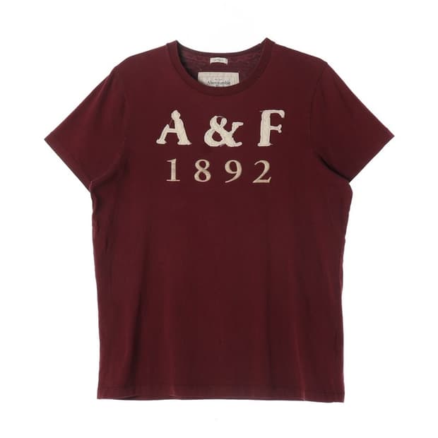 아베크롬비 1892 아플리케 머슬 핏 반팔 티셔츠 버건디 XXL