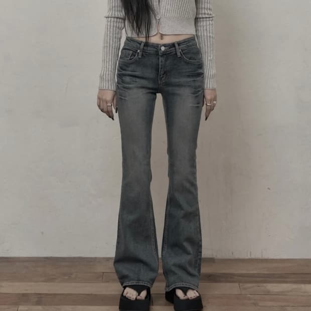 카키포인트 베이식 부츠컷 진 블루