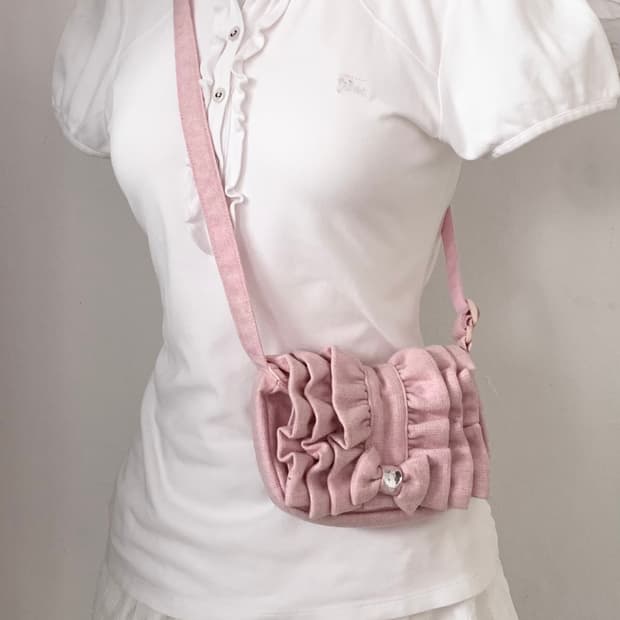메조피아노 베이비핑크 프릴 미니bag