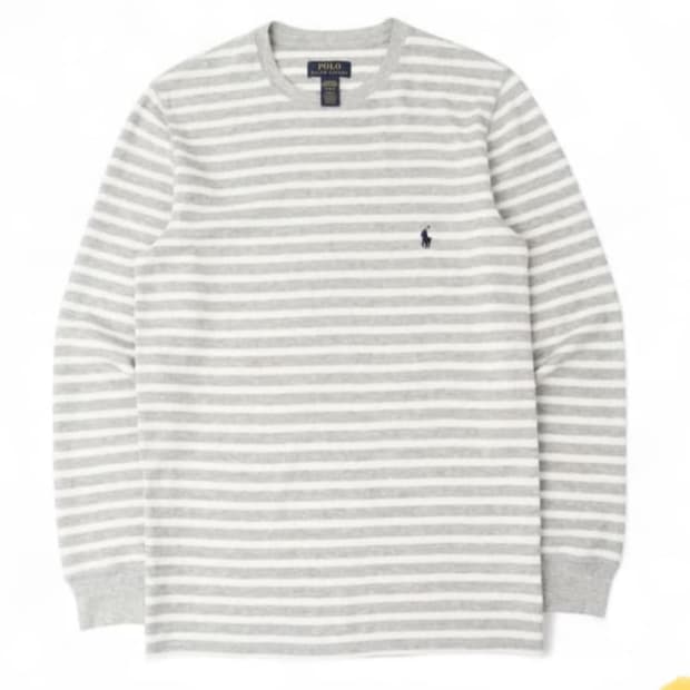 폴로 랄프로렌 그레이 스트라이프 와플 롱슬리브 티셔츠 엄성현티