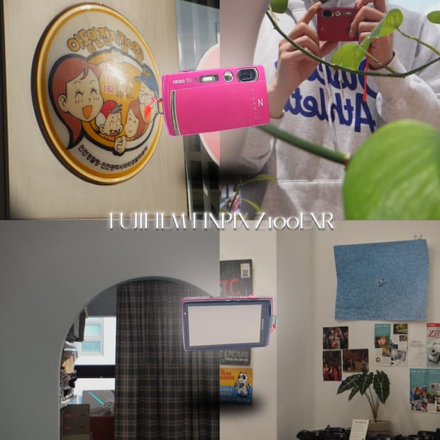 작례⭕️ 후지 파인픽스 Z100EXR  루비 핑크 글로시💗 빈티지 디카