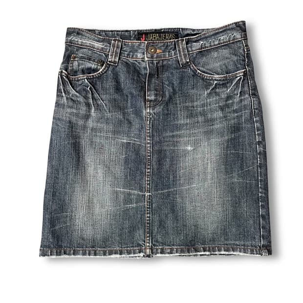 (30) 빈티지 워싱 데님 미디 스커트 M