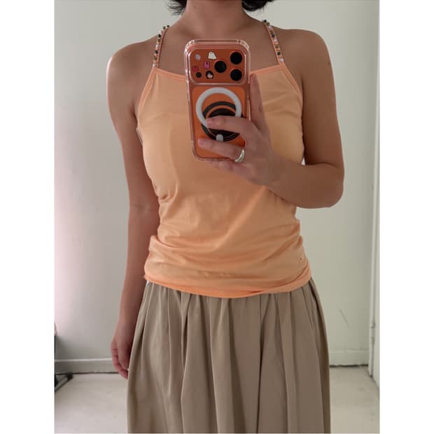 일본빈티지 모리 비즈 슬리브리스리 민소매