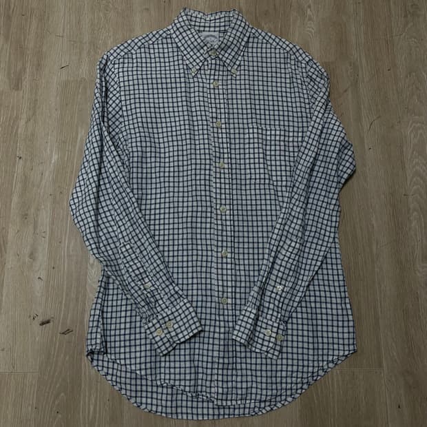 브룩스 브라더스 버튼다운 체크 셔츠 S/90
