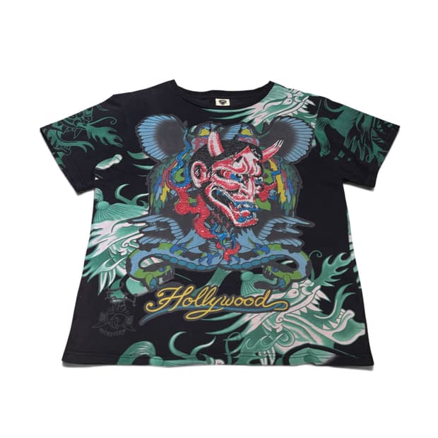 XL ED HARDY 에드하디 블랙 큐빅 이레즈미 한야 반팔티