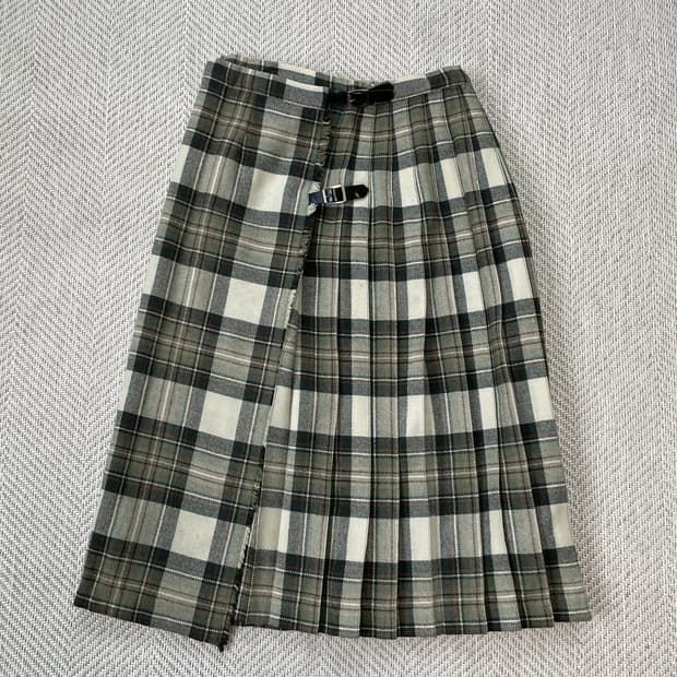 Royate 타탄체크 벨크로 스커트 