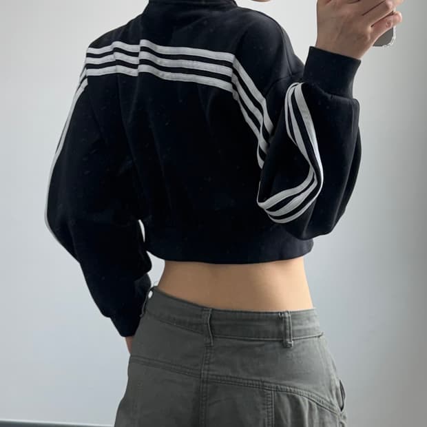 Adidas 아디다스 삼각로고 백 트랙탑 블랙 집업