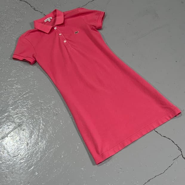 라코스테(Lacoste) 핑크 폴로 카라 반팔 원피스