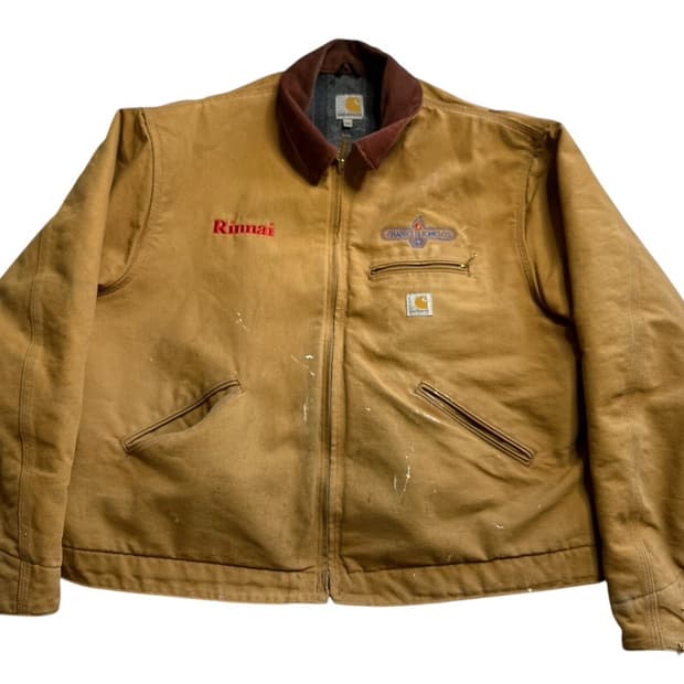 90s 칼하트 J01 디트로이트 린나이 오셰이 컴퍼니 커스텀 자켓 브라운