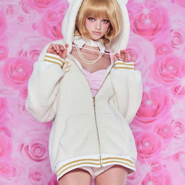 베이비메탈클럽 베메클 마시멜로우 키티 퍼 자켓 아이보리