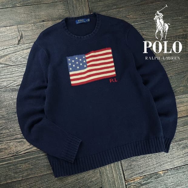 [폴로 랄프로렌] 성조기 자카드 니트 네이비 M19597