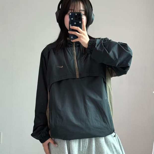 나이키 카키브라운 반집업