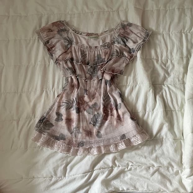 일본빈티지 페어리 블라우스 플라워 블라우스 히피페어리 모리 블라우스