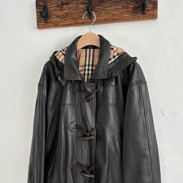 Burberrys 버버리 레더 후드 더플 코트