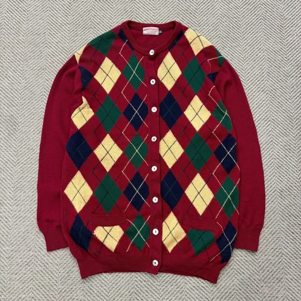 아일랜드 아가일 울 니트 가디건 v2599