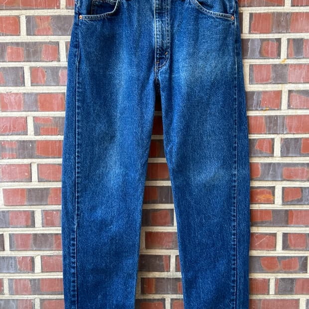 90's [34x30] 리바이스 505 오렌지탭 블루 데님 팬츠