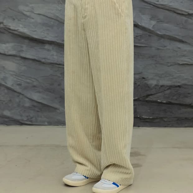 시그니처 볼드 코듀로이 와이드 팬츠 아이보리 L
